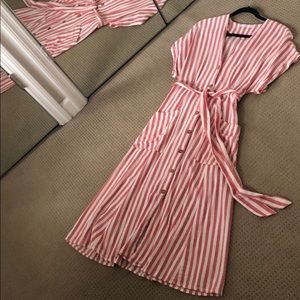 Mango red & white striped shirt dress, size Small